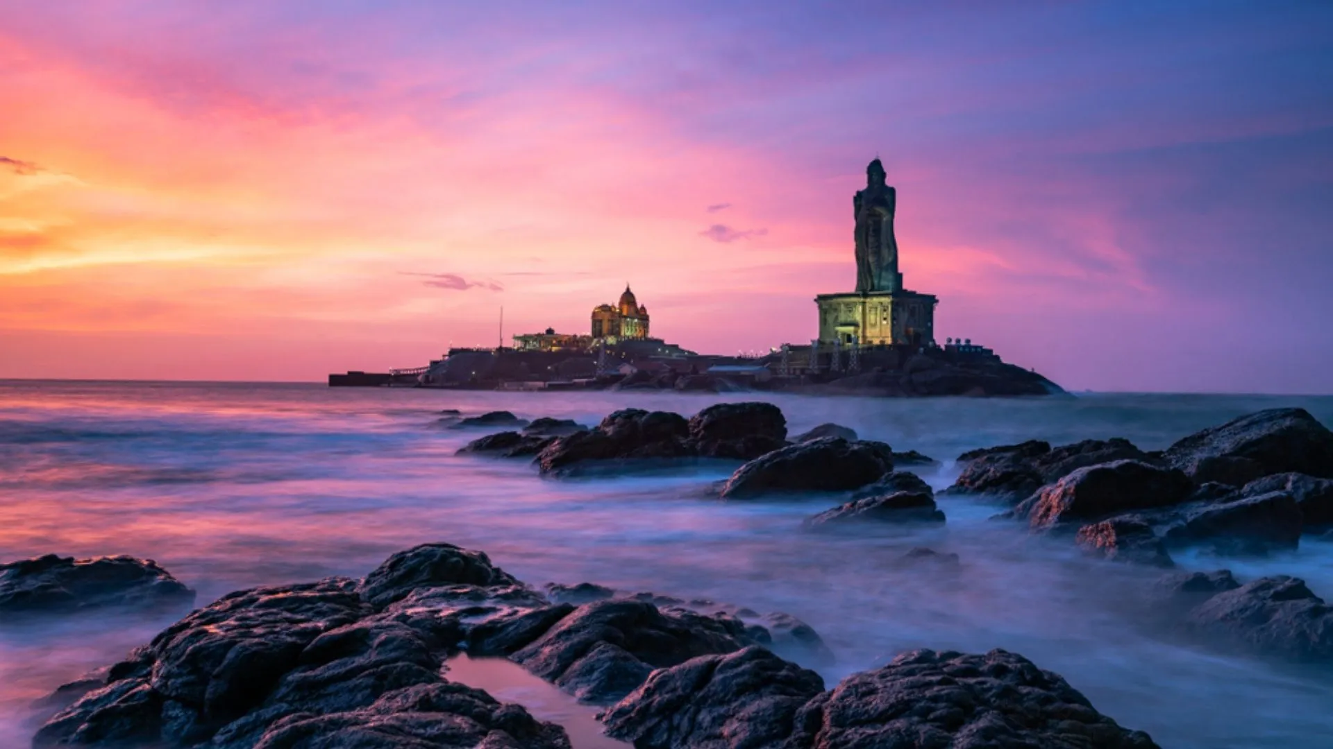 Kanyakumari southernmost tip Vivekananda Rock Memorial sunrise